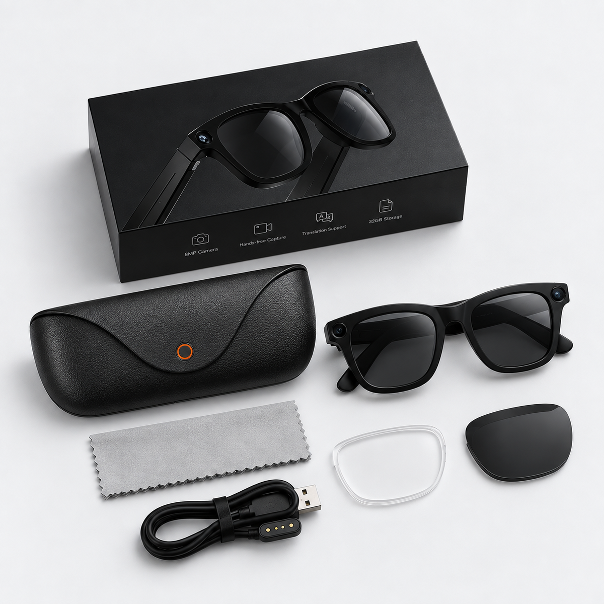 RoamSight™ AI Smart Glasses + Protective Charging Case